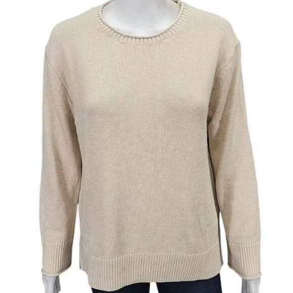 Ella Moss Womens Tan Size XXL Crew Neck Long Sleeve Knit Sweater - Picture 5 of 8